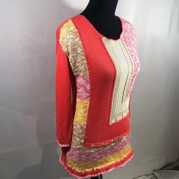 Colorful Patchwork Women's Sweater 3/4 Sleeve XS/XP - Picture 1 of 8